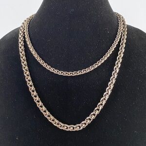 Necklace Gun Metal Rope Chain Double Strands